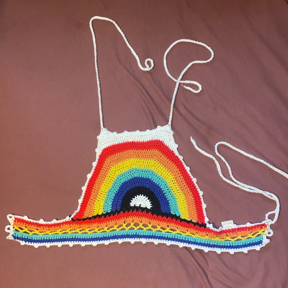 Kayla’s Armoire Rainbow Crochet Halter Top